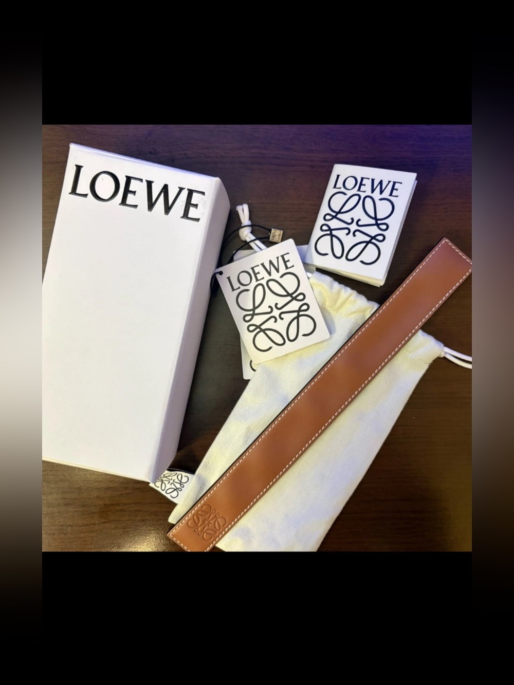 Loewe Tan Leather Bracelet Strap with Logo Emboss full inclusion